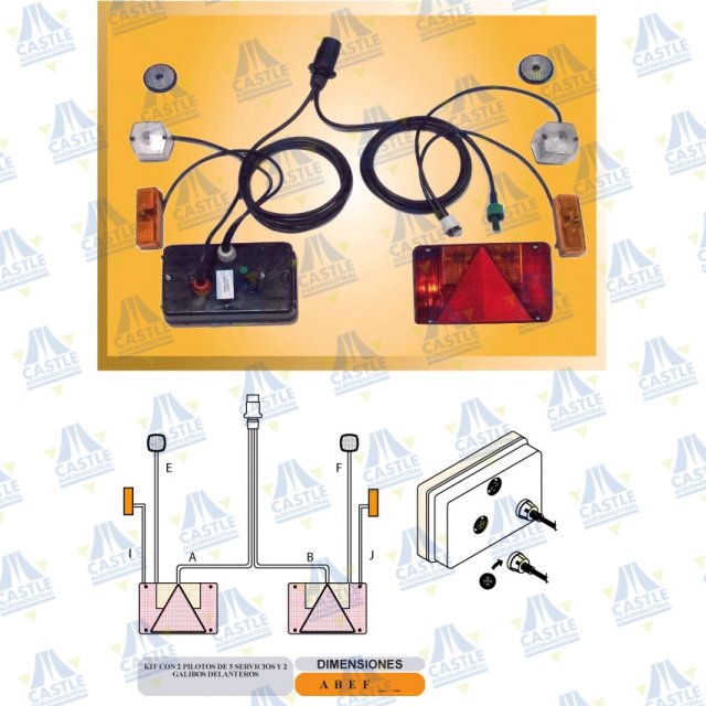 CONJUNTO INSTALACION 2 PILOTOS 5 SERVICIOS +2 GALIBOS DELANTEROS A:16.3m B:16.3m E:10m F:10m