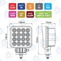 FARO DE TRABAJO LED CUADRADO 4" 3600lm 48W 12-28V IP67 MOD: CA5714