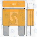 FUSIBLE DE COCHE MAXI 34,3x8,5mm 20 AMPERIOS AMARILLO MOD: EP026 MAXI